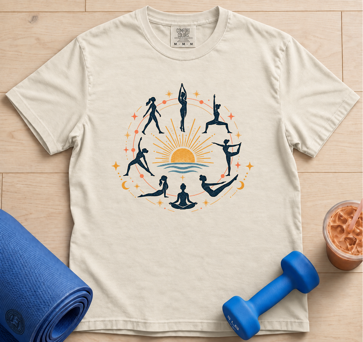 Yoga Sun Salutation T-Shirt — Sunrise Meditation & Flow Tee