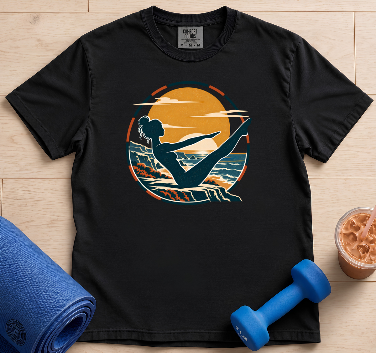 Pilates Pose - Teaser Beach - T-Shirt