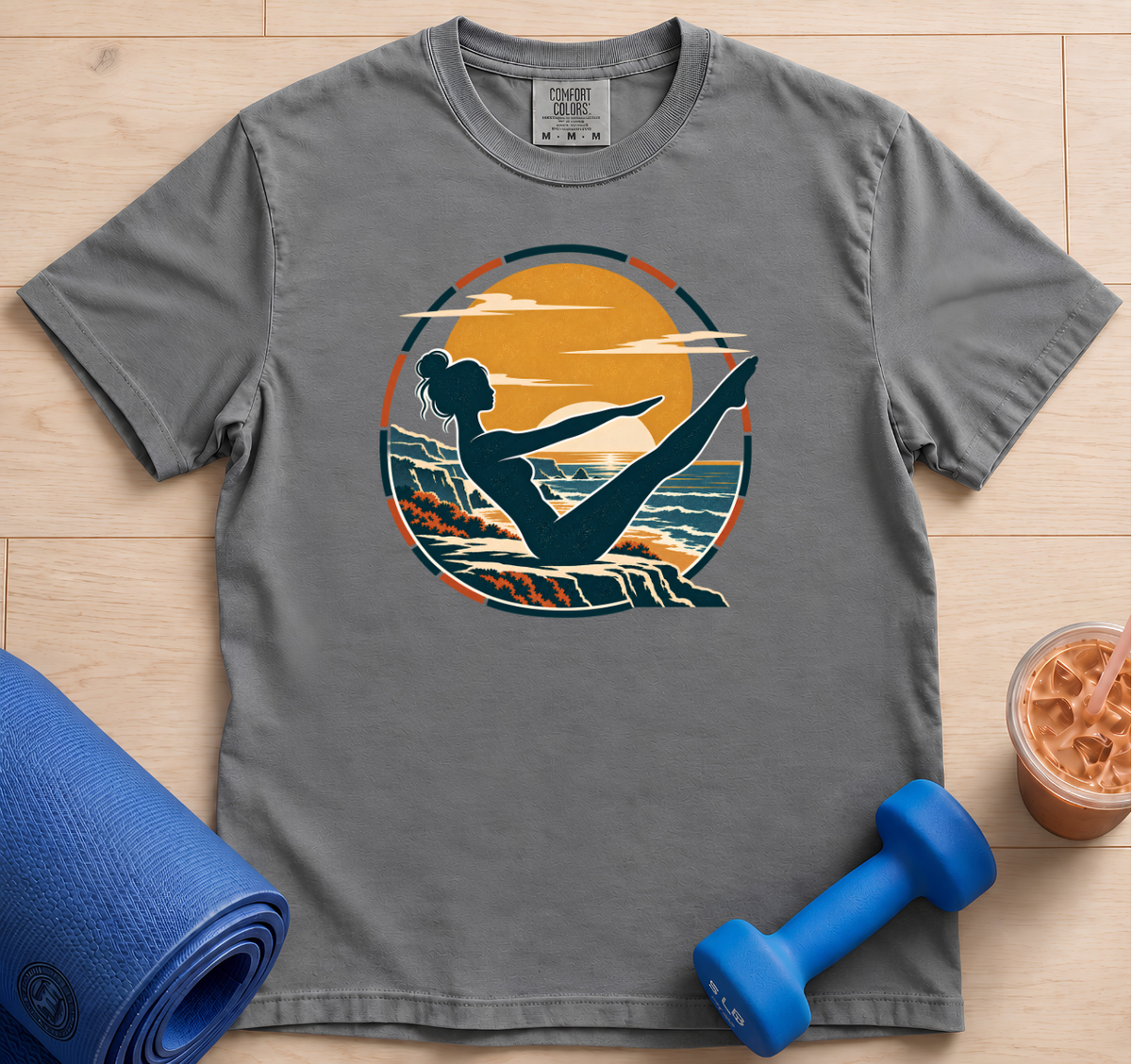 Pilates Pose - Teaser Beach - T-Shirt