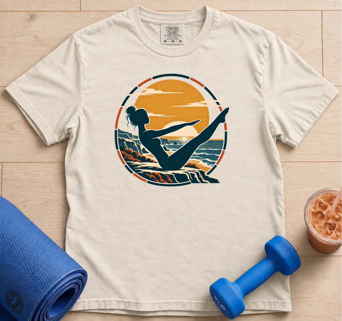 Pilates Pose - Teaser Beach - T-Shirt