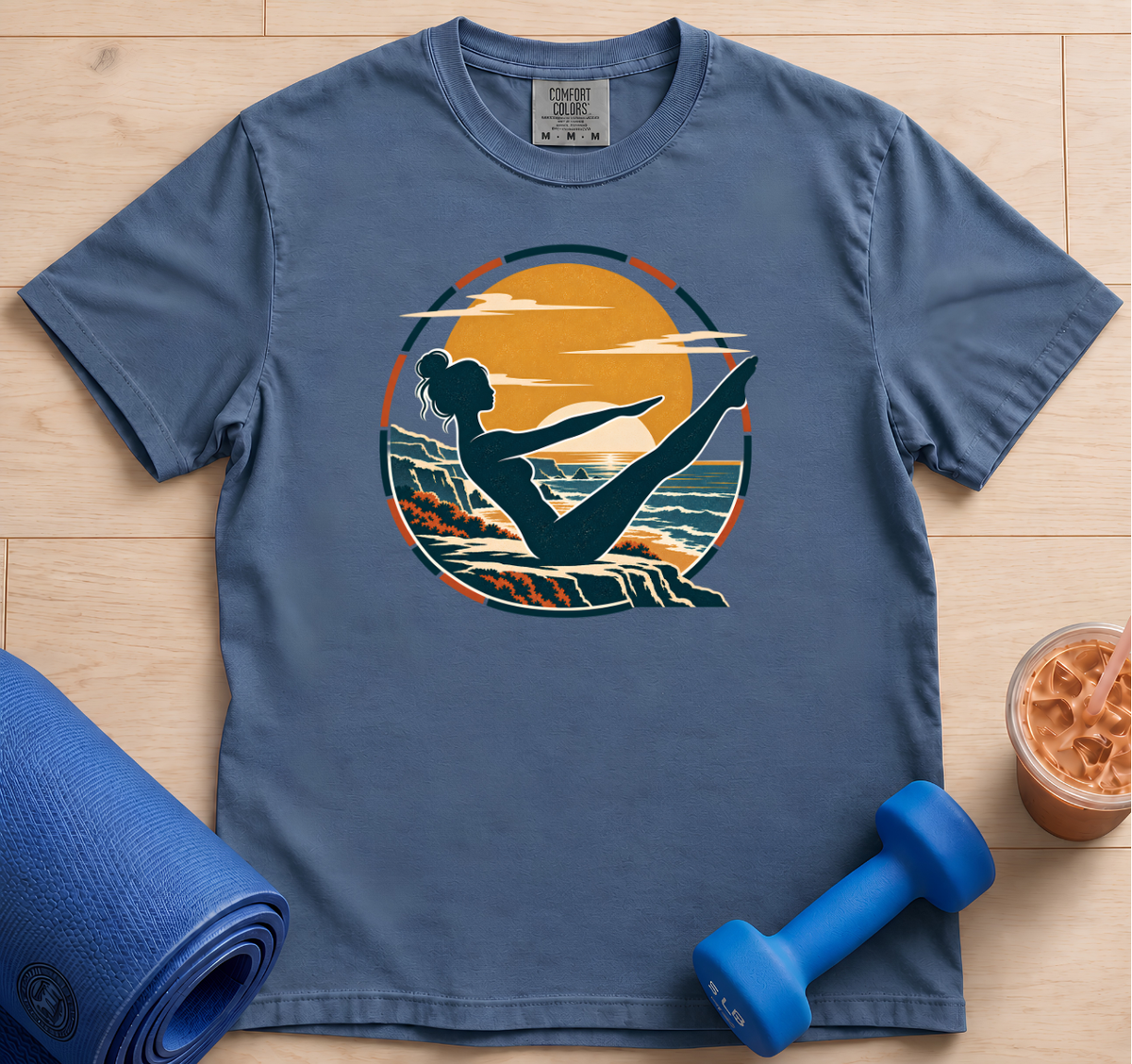 Pilates Pose - Teaser Beach - T-Shirt