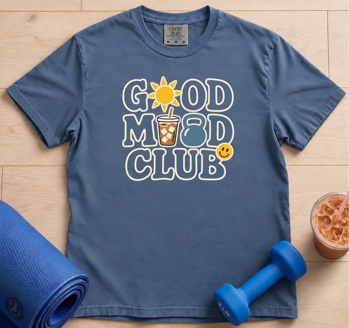 Good Mood Club T-Shirt — Retro Coffee & Sunshine Graphic Tee