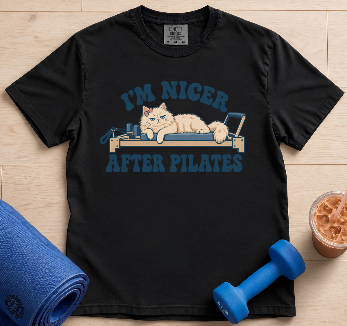 I'm Nicer After Pilates T-Shirt — Funny Pilates Cat Tee