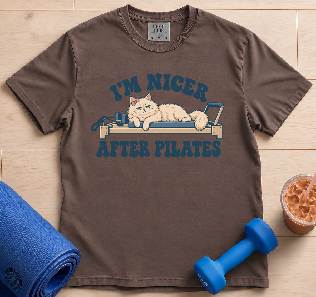I'm Nicer After Pilates T-Shirt — Funny Pilates Cat Tee