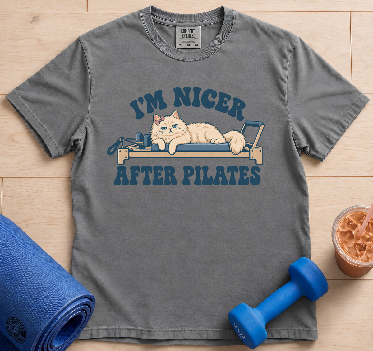 I'm Nicer After Pilates T-Shirt — Funny Pilates Cat Tee