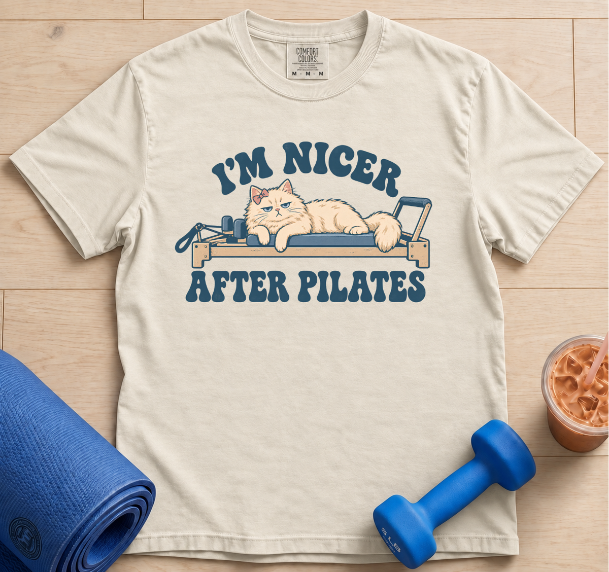 I'm Nicer After Pilates T-Shirt — Funny Pilates Cat Tee