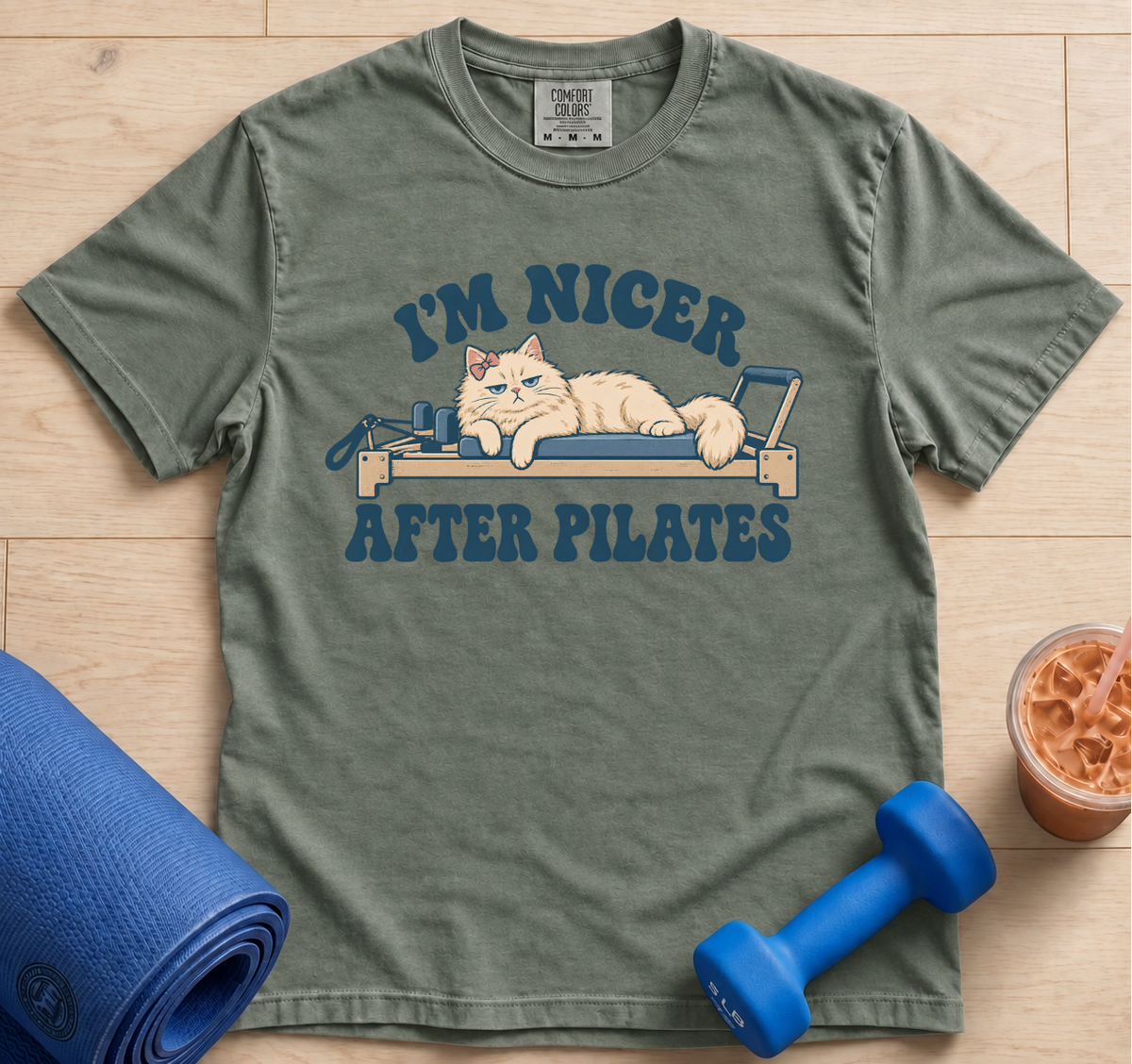 I'm Nicer After Pilates T-Shirt — Funny Pilates Cat Tee
